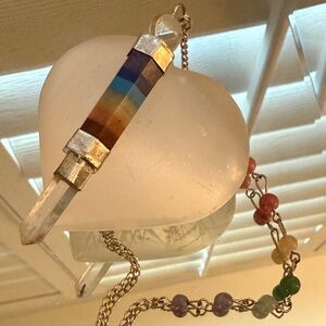 Chakras Crystal Pendant with Multicolor Beads